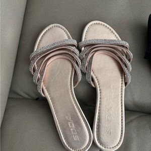 Soda Women's Strappy Rhinestone Sandals - Cream